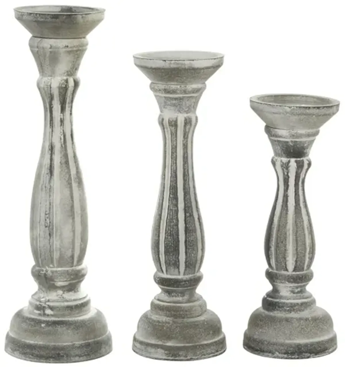 Ivy Collection Set of 3 White Wood Candle Holders in White by UMA Enterprises