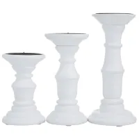 Ivy Collection Beru Candle Holders Set of 3 in White by UMA Enterprises