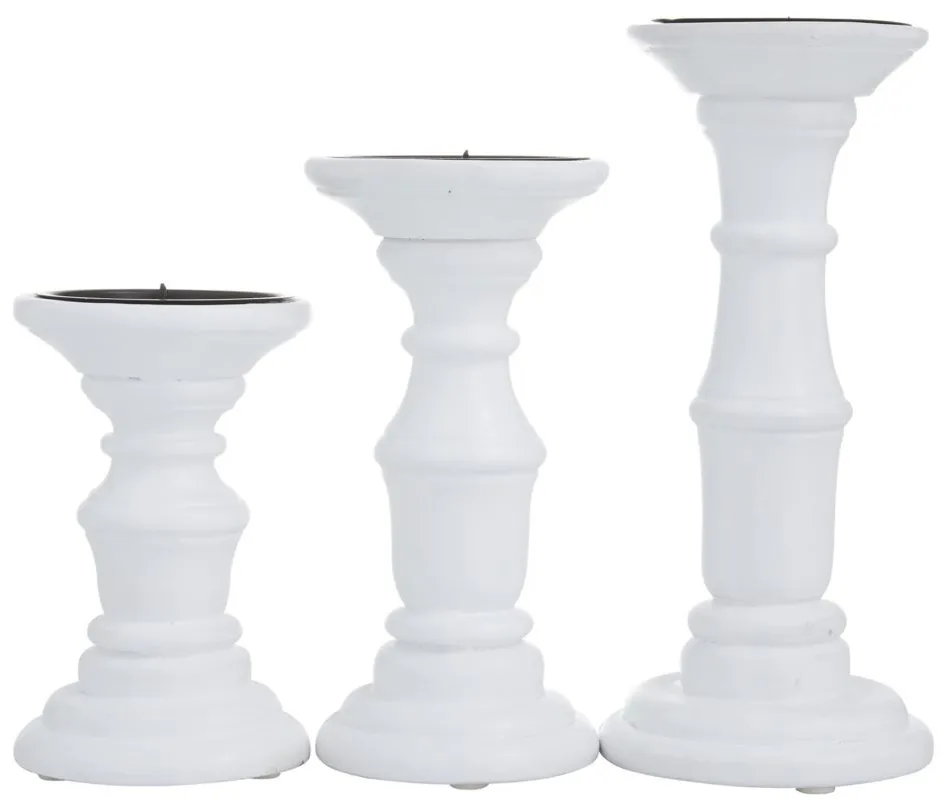 Ivy Collection Beru Candle Holders Set of 3 in White by UMA Enterprises