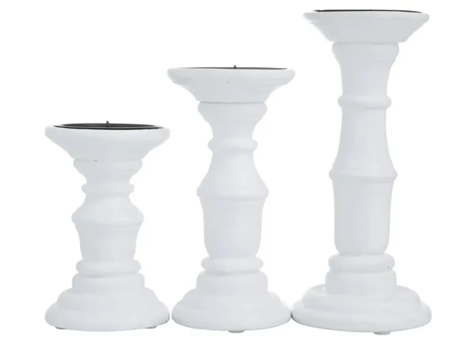 Ivy Collection Beru Candle Holders Set of 3 in White by UMA Enterprises