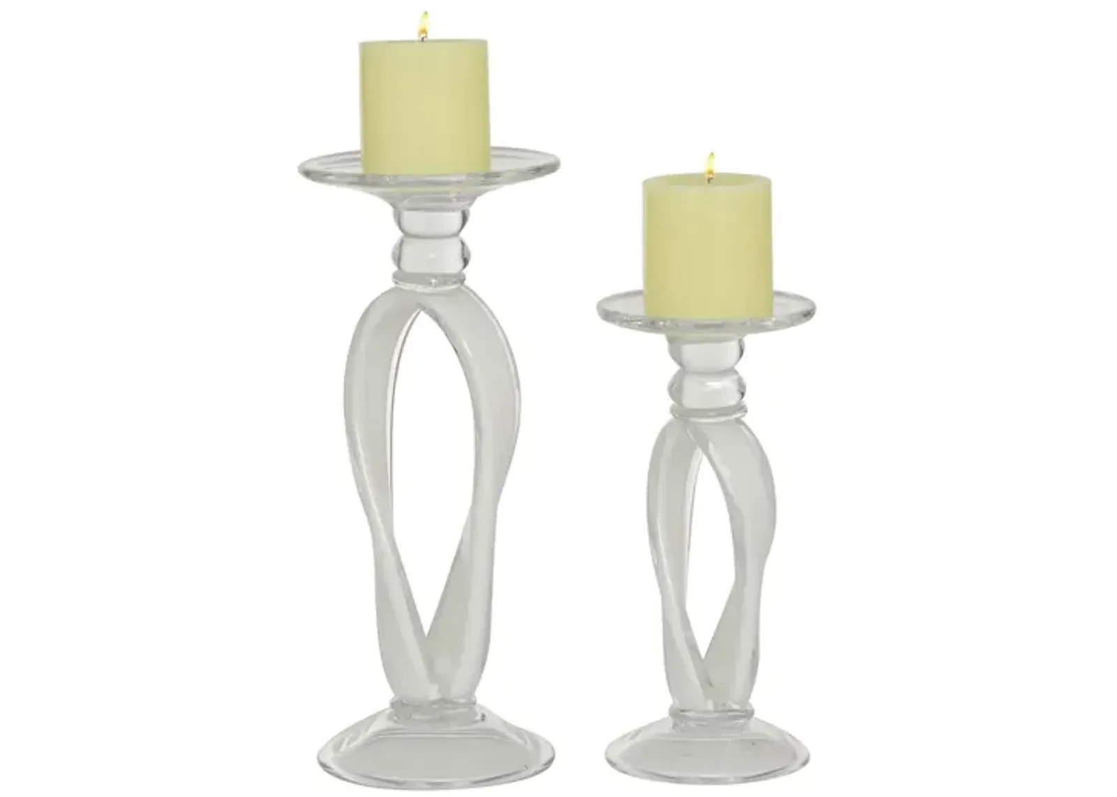 Ivy Collection Set of 2 White Glass Candle Holders in White by UMA Enterprises