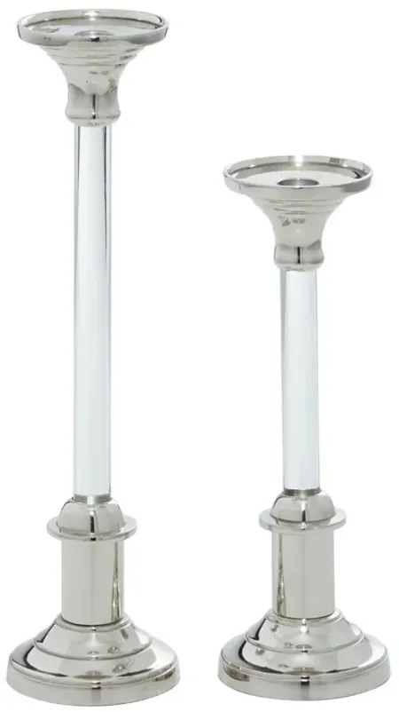 Novogratz Set of 2 Silver Aluminum Candle Holders in Silver by UMA Enterprises