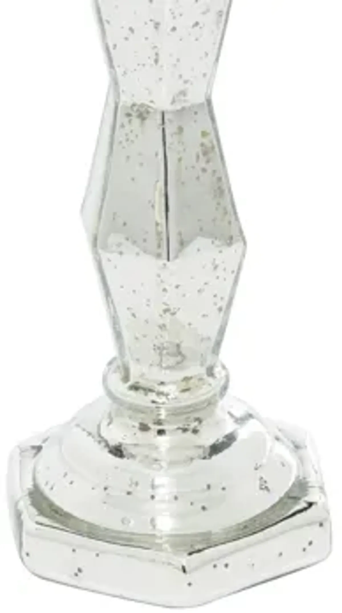 Ivy Collection Set of 2 Silver Glass Candle Holders