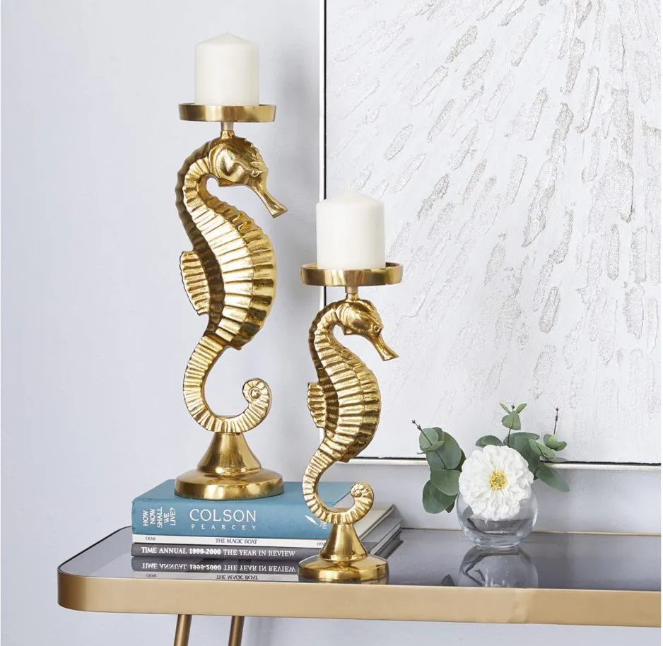 Ivy Collection Dioramansion Candle Holders Set of 2 in Gold by UMA Enterprises