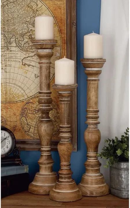 Ivy Collection Lost Empire Candle Holders Set of 3 in Brown by UMA Enterprises