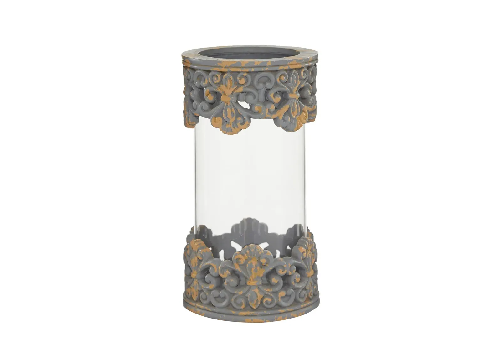 Ivy Collection Shellstein Candle Holder in Gray by UMA Enterprises