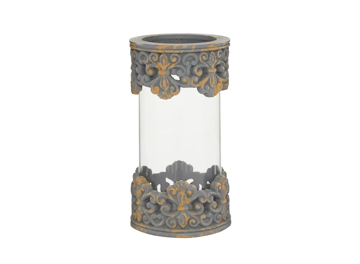 Ivy Collection Shellstein Candle Holder in Gray by UMA Enterprises