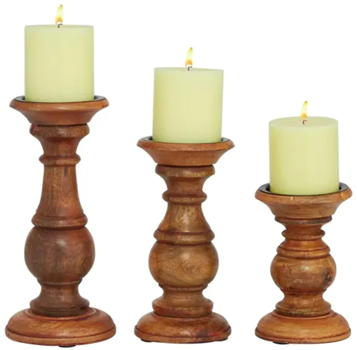 Ivy Collection Apenimon Candle Holders Set of 3 in Brown by UMA Enterprises