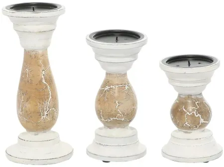 Ivy Collection Sulu Candle Holders Set of 3 in Beige by UMA Enterprises