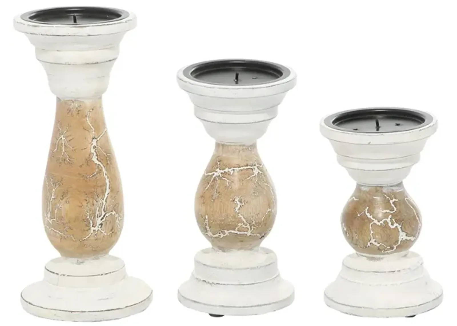 Ivy Collection Sulu Candle Holders Set of 3 in Beige by UMA Enterprises