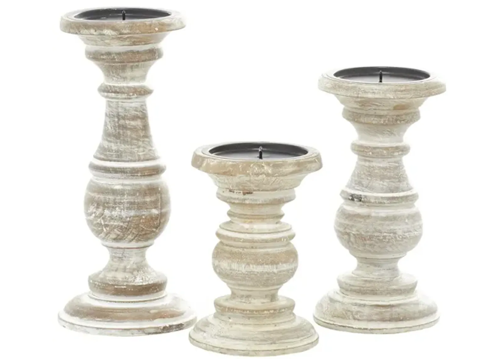 Ivy Collection Apenimon Candle Holders Set of 3 in White by UMA Enterprises