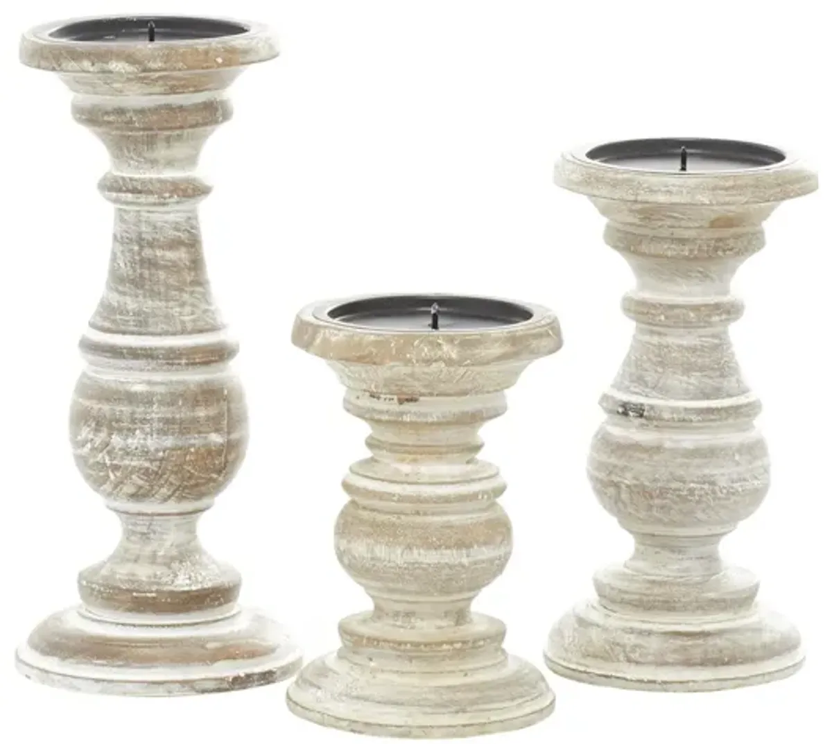 Ivy Collection Apenimon Candle Holders Set of 3 in White by UMA Enterprises