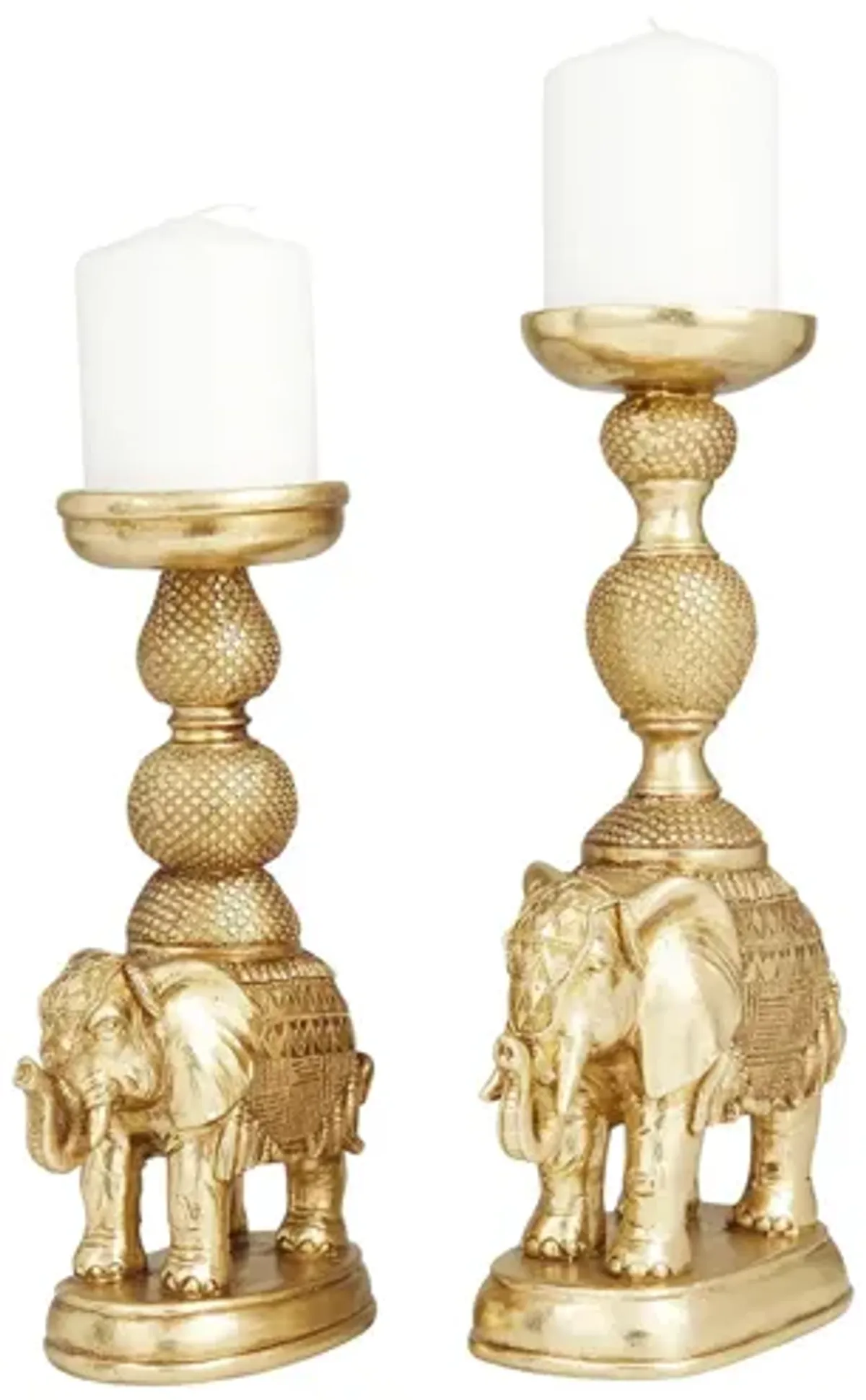 Ivy Collection Set of 2 Gold Polystone Candle Holders
