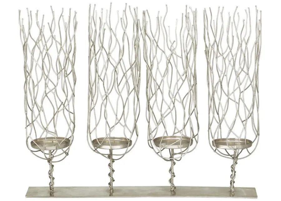 Ivy Collection Gnaeus Candle Holder in Silver by UMA Enterprises