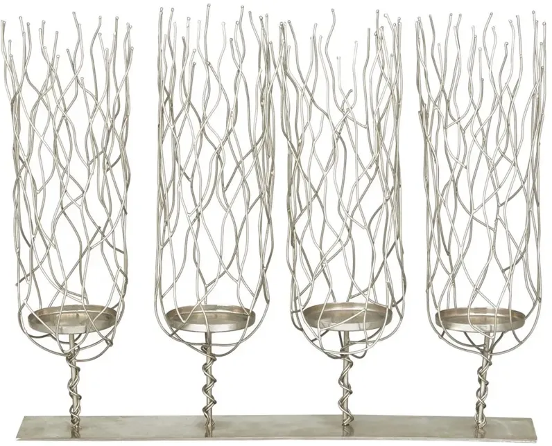 Ivy Collection Gnaeus Candle Holder in Silver by UMA Enterprises