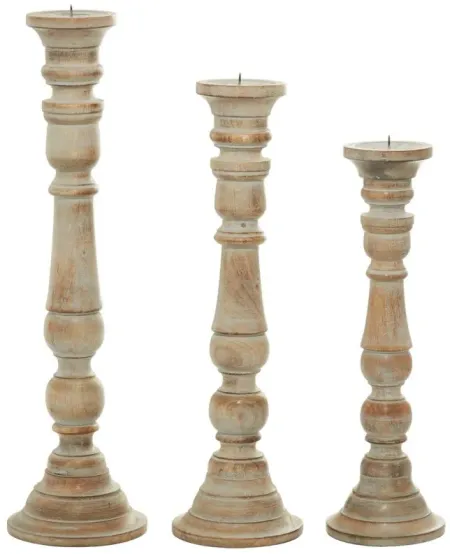 Ivy Collection Dahkling Candle Holders Set of 3 in Brown by UMA Enterprises