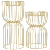 Ivy Collection Choki Candle Holders Set of 2 in Gold by UMA Enterprises