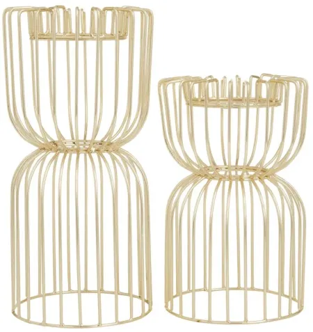 Ivy Collection Choki Candle Holders Set of 2 in Gold by UMA Enterprises