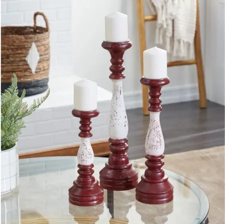 Ivy Collection Happy Valley Candle Holders Set of 3 in Red by UMA Enterprises