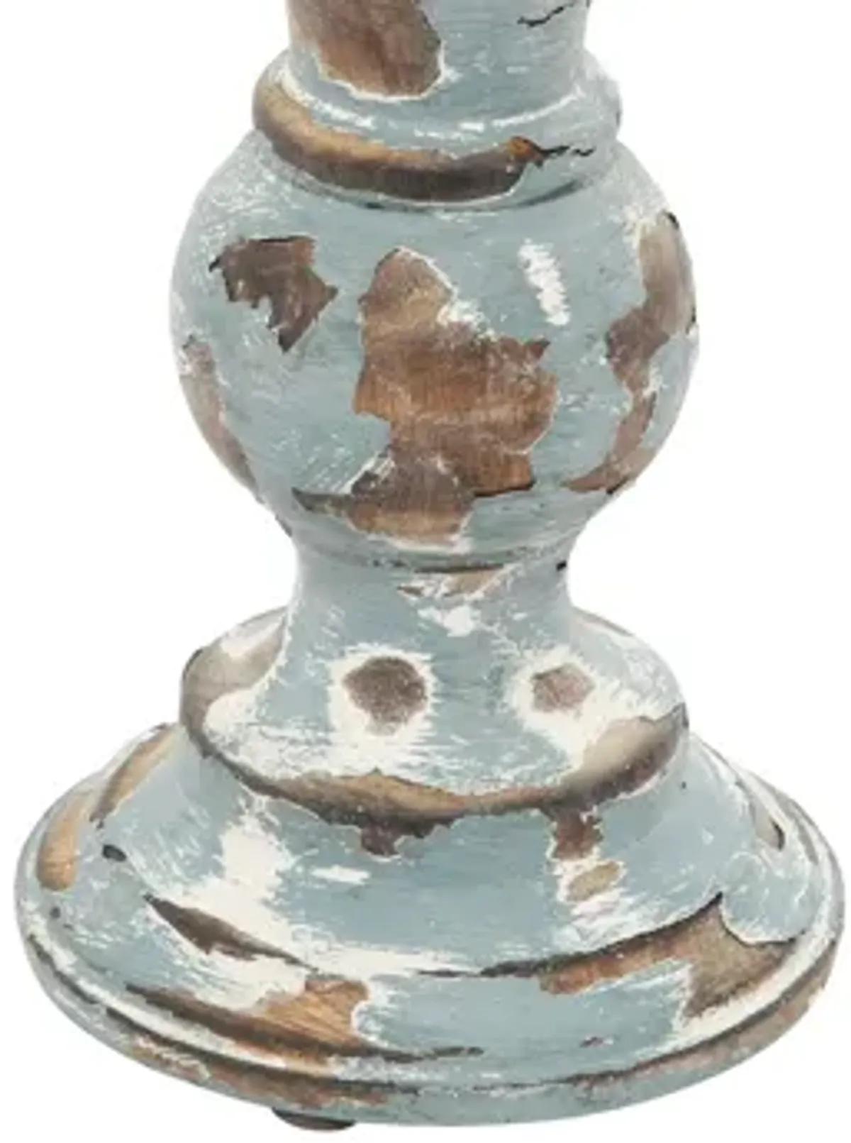 Ivy Collection Set of 3 Light Blue Wood Candle Holders