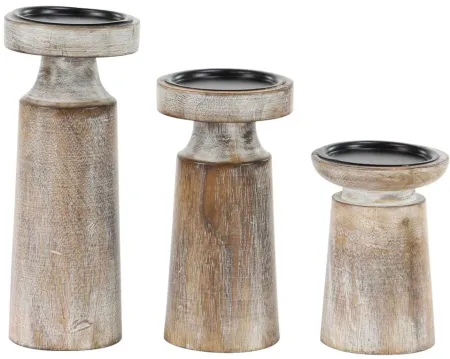 Ivy Collection Epineux Candle Holders Set of 3 in Brown by UMA Enterprises
