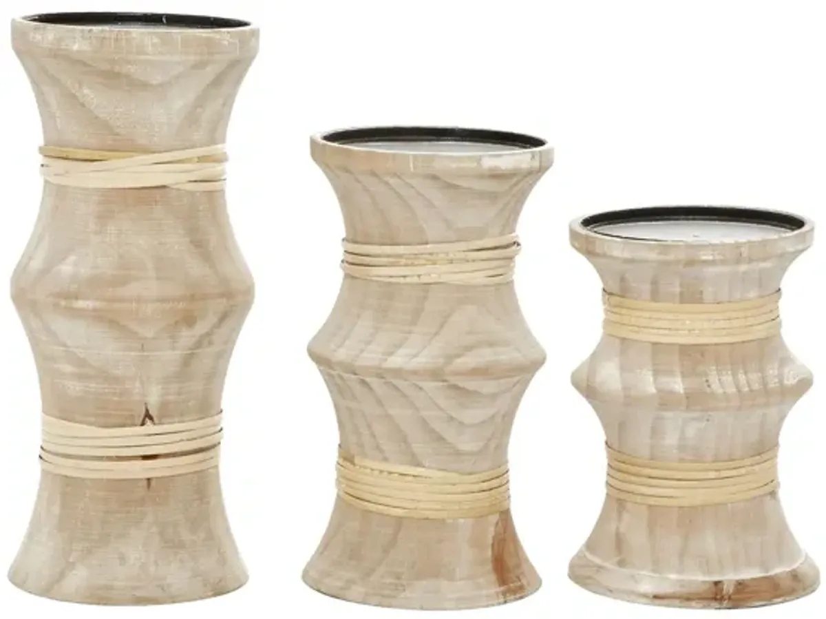 Ivy Collection Beiber Candle Holders Set of 3 in Brown by UMA Enterprises