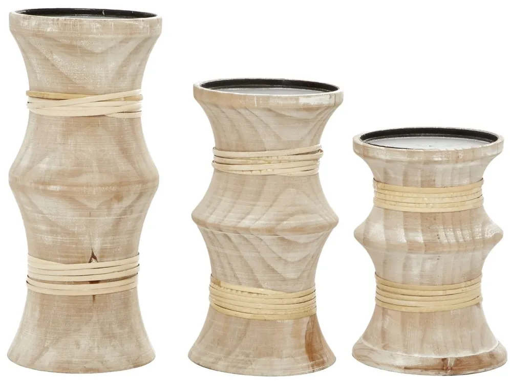 Ivy Collection Beiber Candle Holders Set of 3 in Brown by UMA Enterprises