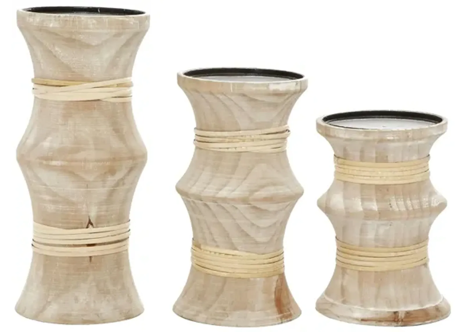 Ivy Collection Beiber Candle Holders Set of 3 in Brown by UMA Enterprises