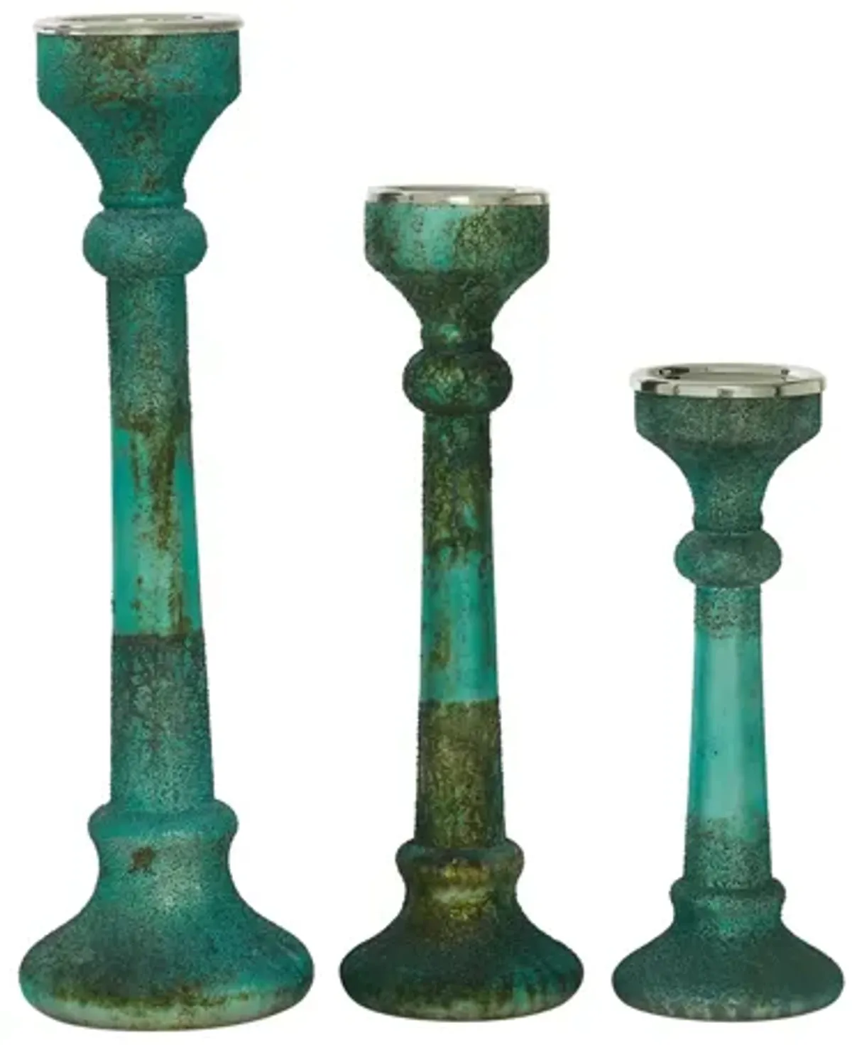 Ivy Collection Annukka Candle Holders Set of 3 in Green by UMA Enterprises