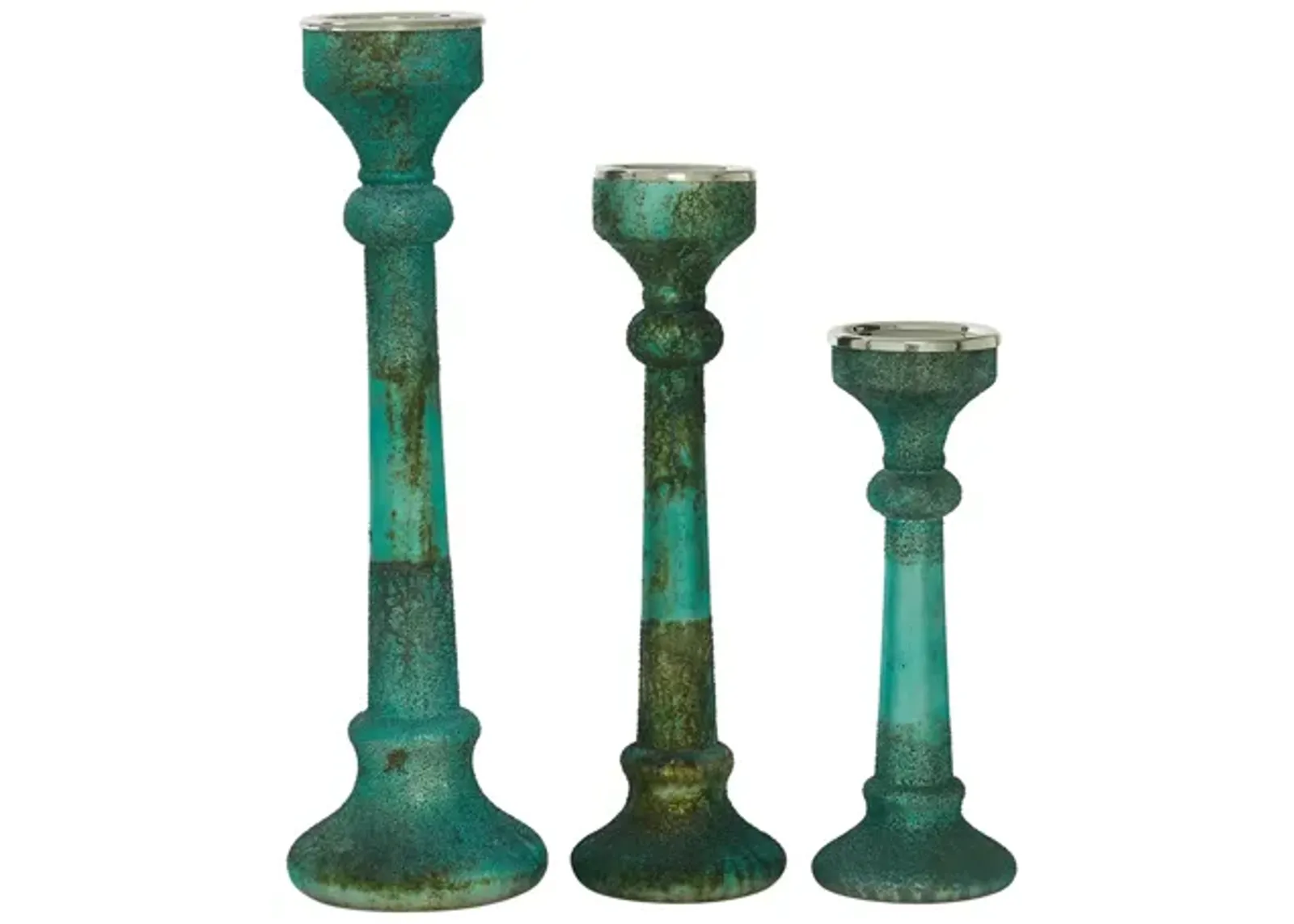 Ivy Collection Annukka Candle Holders Set of 3 in Green by UMA Enterprises