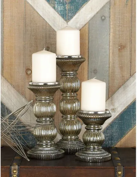 Novogratz Set of 3 Glass Candle Holders in Clear by UMA Enterprises