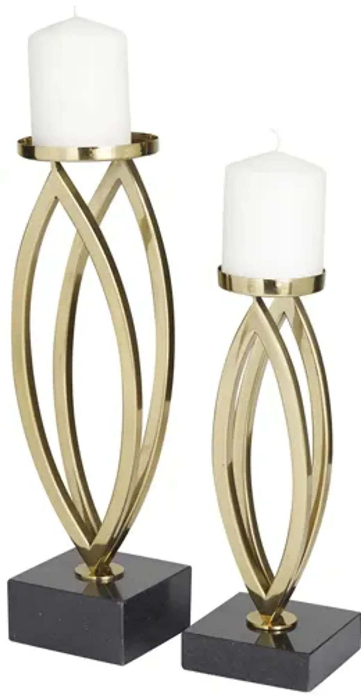 Ivy Collection Leide Candle Holders Set of 2 in Gold by UMA Enterprises