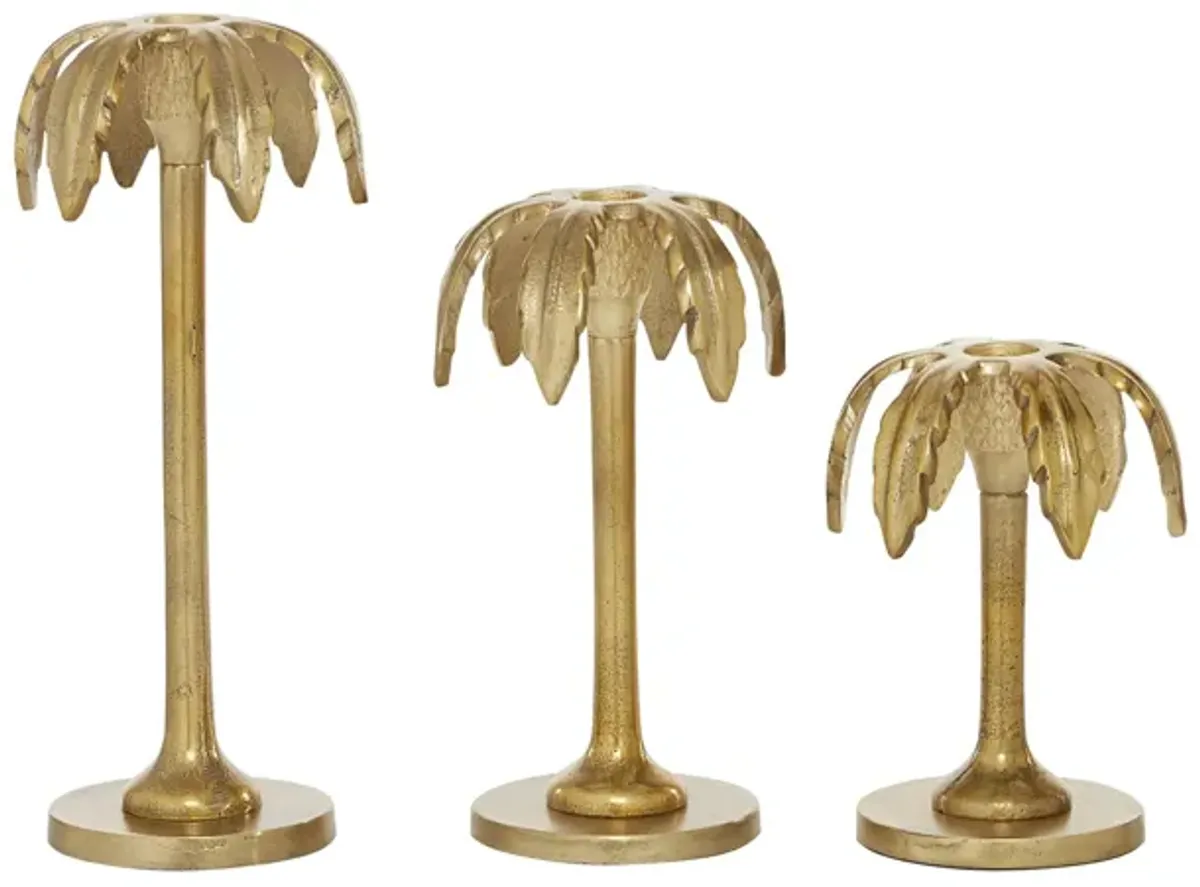 Ivy Collection Gulfport Candle Holders Set of 3 in Gold by UMA Enterprises