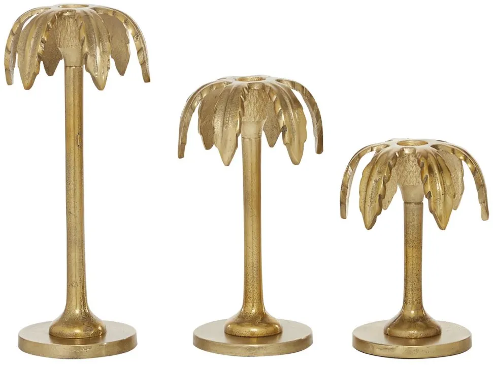Ivy Collection Gulfport Candle Holders Set of 3 in Gold by UMA Enterprises