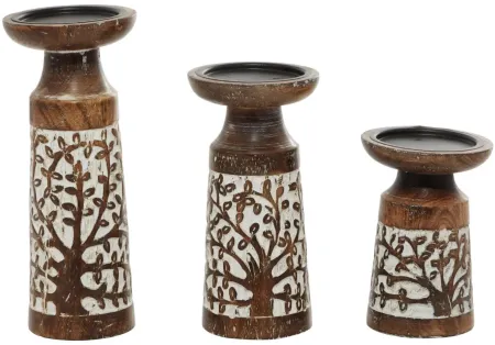 Ivy Collection Aylah Candle Holders Set of 3 in Brown by UMA Enterprises