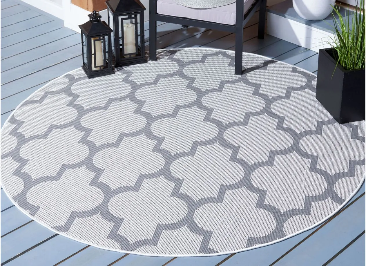 Bermuda Trellis Indoor/Outdoor Round Area Rug in Ivory & Gray by Safavieh