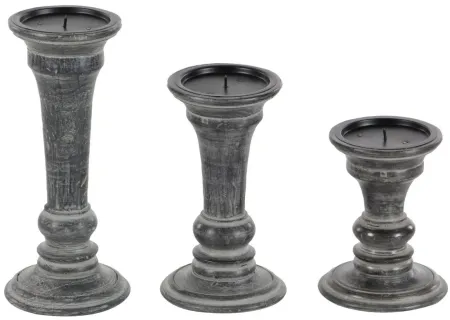 Ivy Collection Ulfer Candle Holders Set of 3 in Black by UMA Enterprises