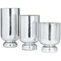 Ivy Collection McBride Candle Holders Set of 3 in Silver by UMA Enterprises