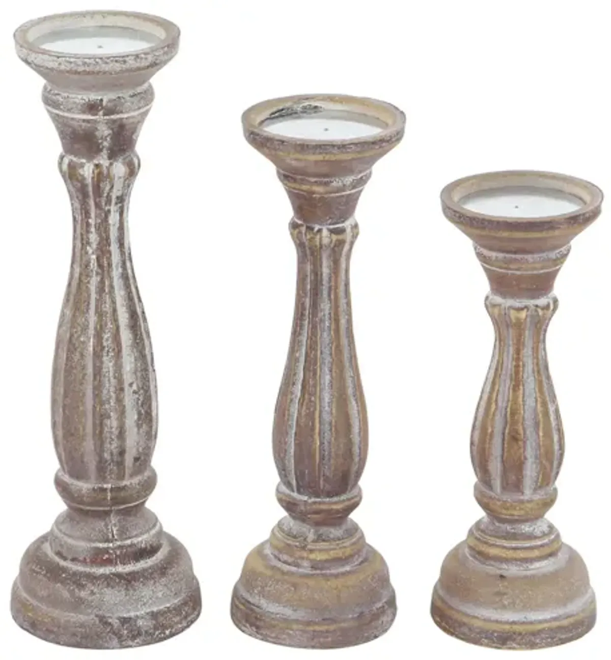 Ivy Collection Kenyatta Candle Holders Set of 3 in Brown by UMA Enterprises