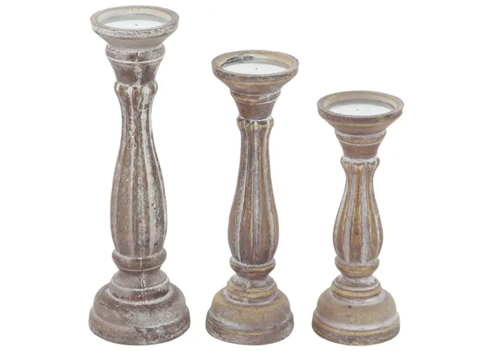 Ivy Collection Kenyatta Candle Holders Set of 3 in Brown by UMA Enterprises