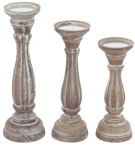 Ivy Collection Kenyatta Candle Holders Set of 3 in Brown by UMA Enterprises