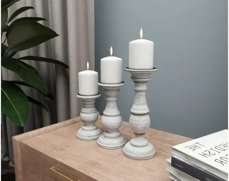 Ivy Collection Apenimon Candle Holders Set of 3 in White by UMA Enterprises