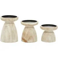 Ivy Collection Qi-Pao Candle Holders Set of 3 in Brown by UMA Enterprises