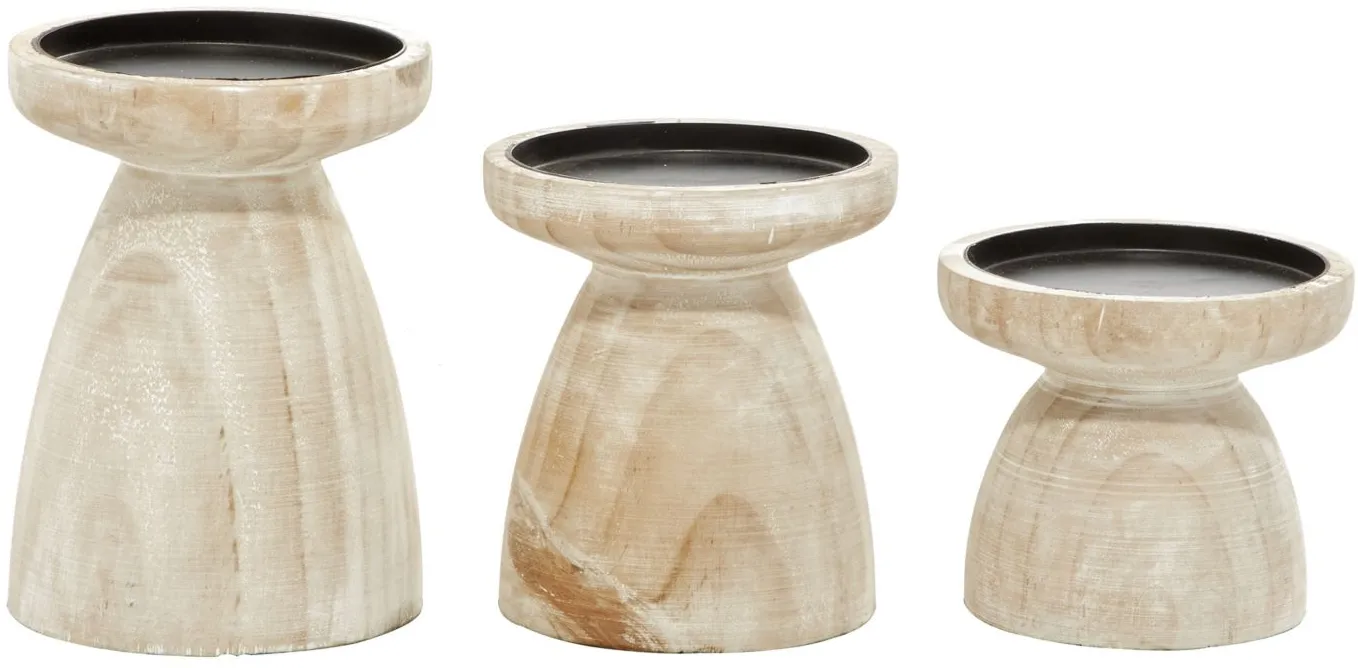 Ivy Collection Qi-Pao Candle Holders Set of 3 in Brown by UMA Enterprises