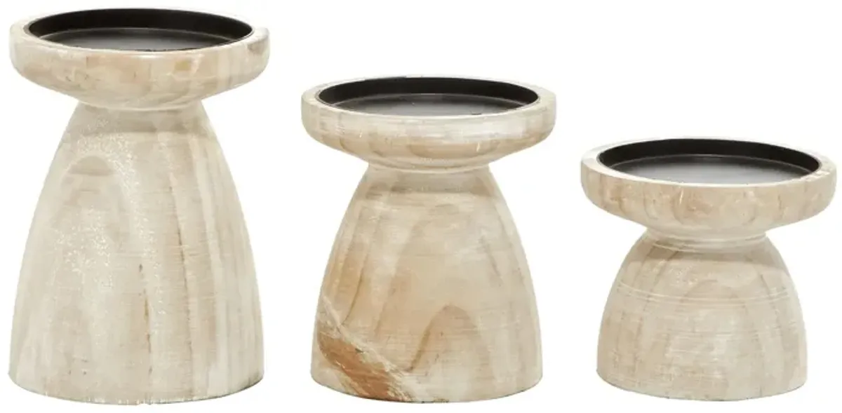 Ivy Collection Qi-Pao Candle Holders Set of 3 in Brown by UMA Enterprises