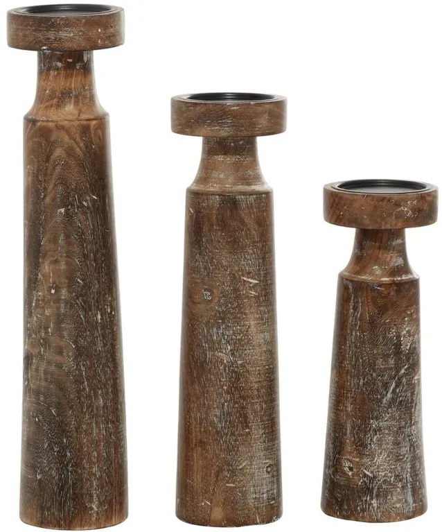Ivy Collection Epineux Candle Holders Set of 3 in Brown by UMA Enterprises