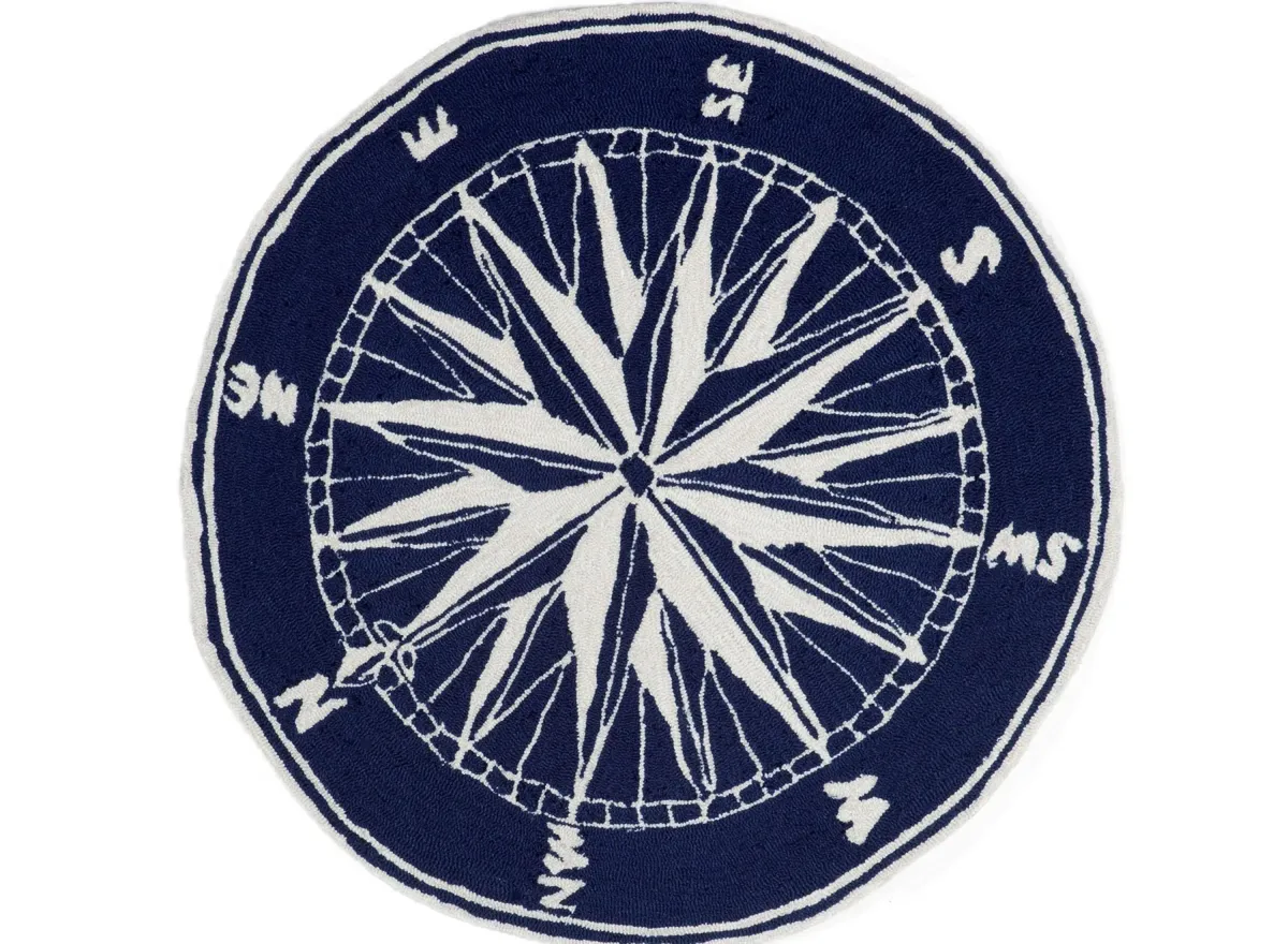 Frontporch Compass Indoor/Outdoor Area Rug in Navy by Trans-Ocean Import Co Inc