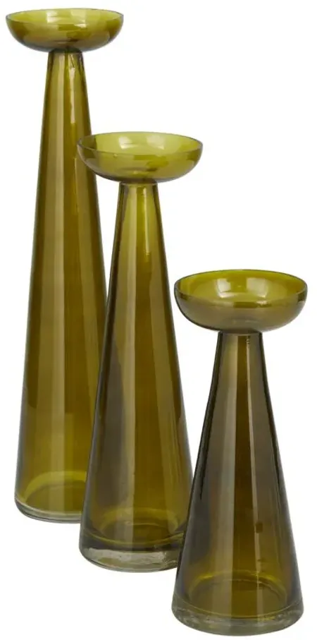 Ivy Collection Leaper Candle Holders Set of 3 in Green by UMA Enterprises