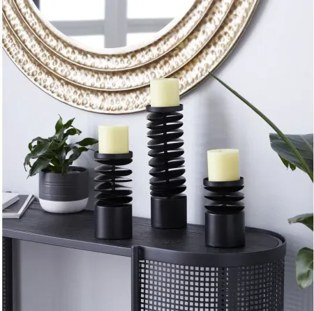 Ivy Collection Aoshima Candle Holders Set of 3 in Black by UMA Enterprises