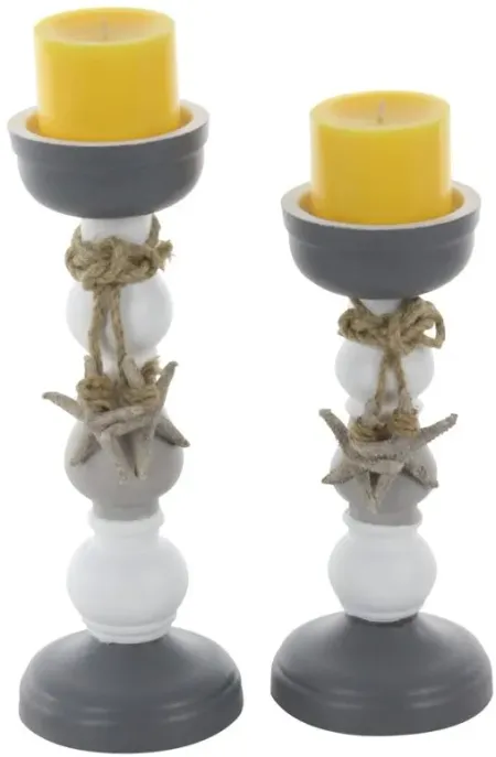 Ivy Collection Jarrod Candle Holders Set of 2 in Gray by UMA Enterprises